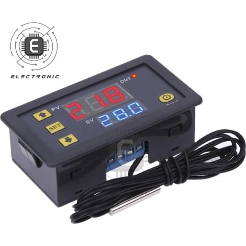 W3230 12V 24V AC110-220V Probe Line 20A Digital Temperature Controller LED Display Thermostat With Heat/Cool Control Instrument