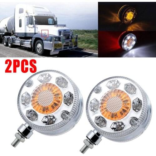 2Pcs 24 LED Double Face Side Marker Turn Signal Tail Lights Lamp Semi Truck Fender Lights for Trucks Cars Trailers Lorry Tractor