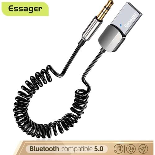 Essager Wireless Adapter Cable Handsfree Bluetooth 5.0 Receiver USB to 3.5mm Jack Aux Audio Music Transmitter For Car Speaker