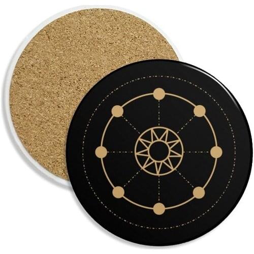 Shape Totem Geometry Sun Star Ceramic Coaster Cup Mug Holder Absorbent Stone for Drinks 2pcs Gift