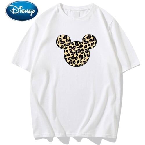 Disney T-Shirt Chic Fashion Mickey Mouse Head Print O-Neck Pullover Tee Couples Unisex Women T-Shirt Short Sleeve Tops 11 Color
