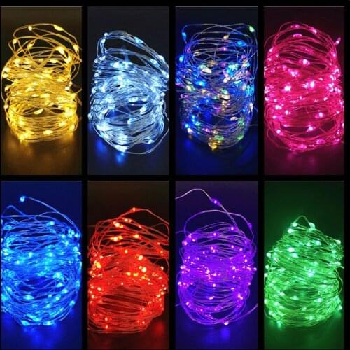 10pcs Christmas Lights Copper Wire LED String Lights Fairy Garland Christmas Decorations Wedding New Year Decor Battery Powered