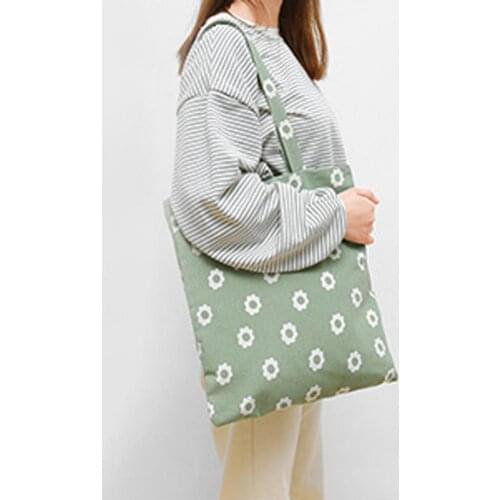 Canvas Bag Casual Versatile Cotton Flax Flower Printed Travel Washable Grocery Large Capacity Tote Bags for Shopping Handbag