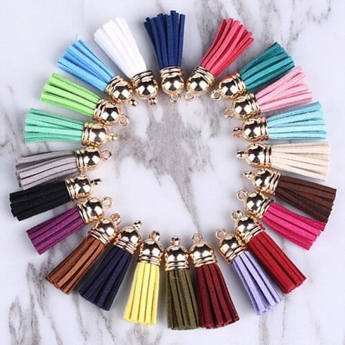 10 pcs/pack 38mm Leather Tassel For Keychain Cellphone Straps Jewelry Fiber Fringe Suede Tassel DIY Pendant Charms Findings