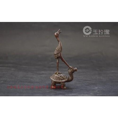 Red copper Dragon Tortoise and crane, the meaning of the first tea ceremony tea favorite, antique micro carving technology
