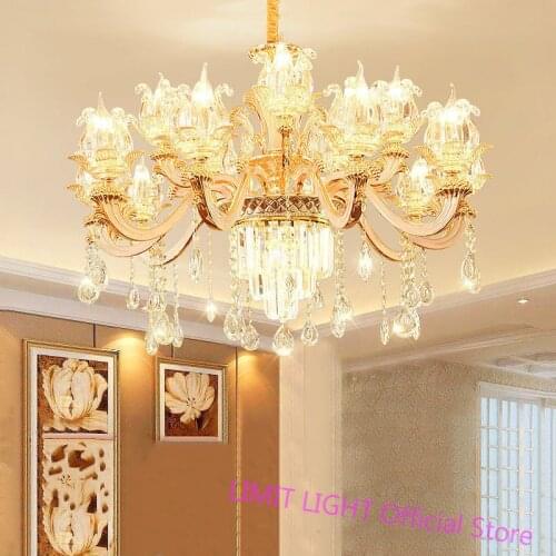 European Style Living Room Chandelier Home Bedroom Dining Room Crystal Luxury Villa Creative Atmosphere Hotel Zinc Alloy Lamps