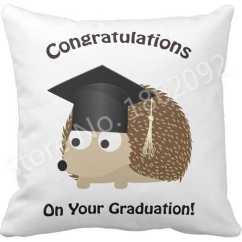 Cute Kawaii Graduation Hedgehog Throw Pillow Case Cushion Cover Congratulation on Your Graduation Novelty Graduate Gifts School