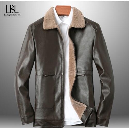 Men Casual Leather Jackets Male Windbreaker Plus Thick Warm Faux Fur Coats Man Fashion Outwear PU Jackets 2021 New Autumn Winter