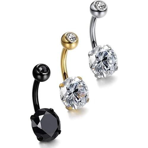 3Pcs Dangle Belly Button Rings Set Navel Surgical Stainless Steel 14G Body Piercing Jewelry
