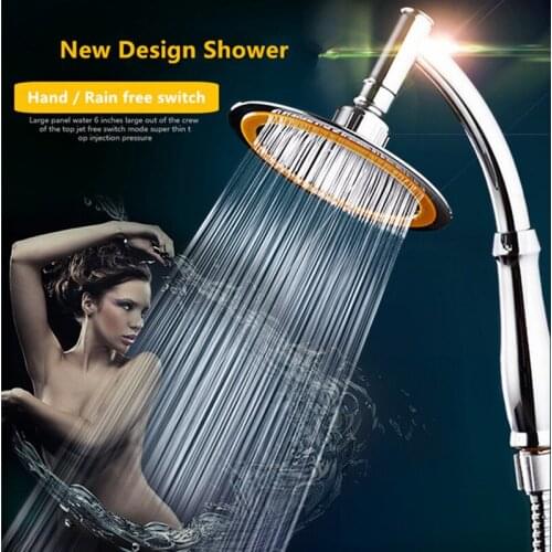 4/6 Inch 360 Degree Rotate ABS Chrome Bathroom Rainfall Shower Head Water Saving Extension Arm Hand Held Shower Head
