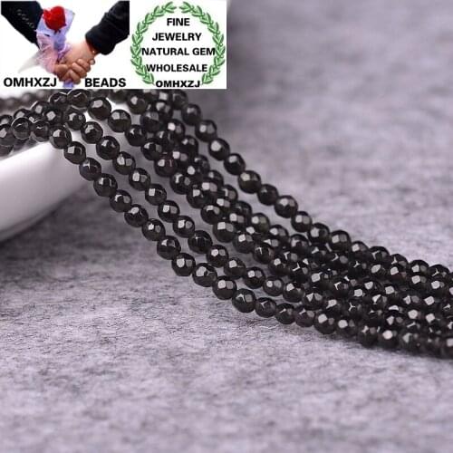 OMHXZJ Wholesale ZB274 2 3mm DIY Bracelet Necklace Jewelry Making Accessories Components Natural Stone Fine Obsidian Cut Beads