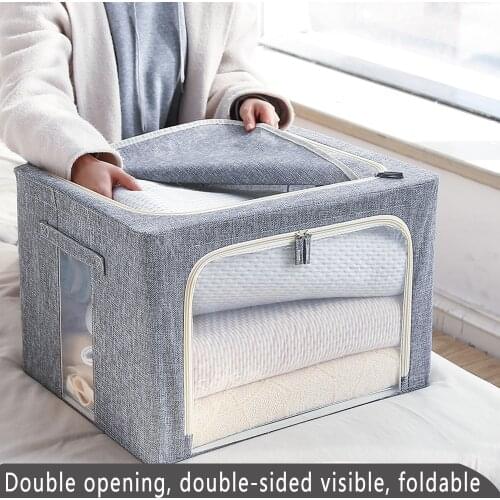 Cotton Linen Thicken Storage Box Fabric With Cover Fold Baina Box Large Window Clothing Toys Home Storage Box Packing Bag