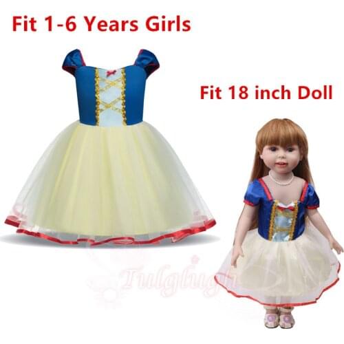 Doll and Girl Matching Princess Costumes Birthday Fancy Halloween Xmas Party Dresses Up for Girls and 18" American Dolls Clothes