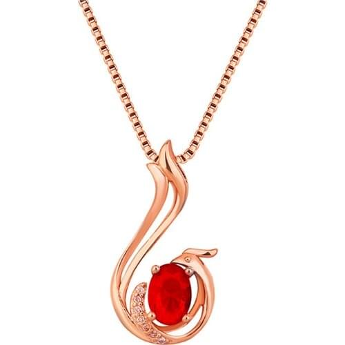 Beautiful Crystal Red Peacock Pendant Necklace Women Choker Accessories Charms Stones Necklace Silver Plated Chain Clavicle Lady