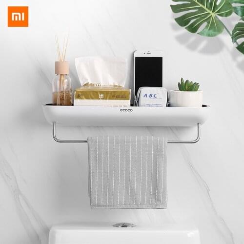 Xiaomi Bathroom Shelves Organizer Wall Mount Home Towel shelf Shampoo Rack With Towel Bar Storage Rack Bathroom Accessories