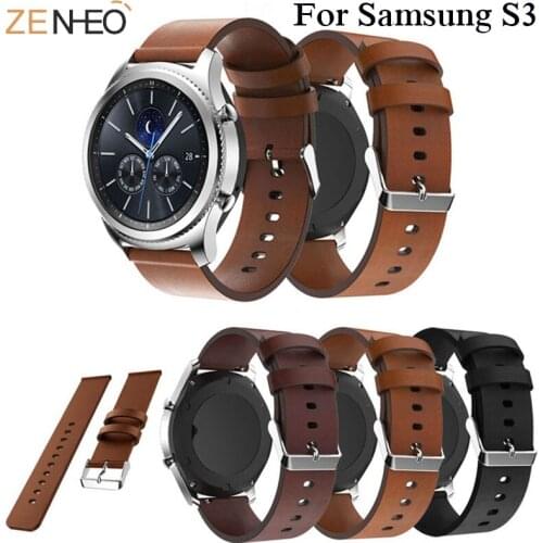 22mm leather strap for Samsung Gear S3 / Galaxy 46mm Frontier / classic luxury high quality strap for Huawel GT watch strap