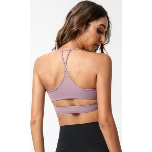 Sexy Women Cross Back Sport Top Bra Breathable Hollow Out Crop Top For Fitness High Impact Yoga Bra Active Wear