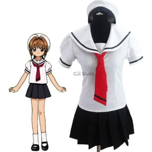 Cardcaptor Sakura Kinomoto Sakura Li Syaoran School Uniform Sailor Suit Tops Skirt Dress Outfit Anime Cosplay Costumes