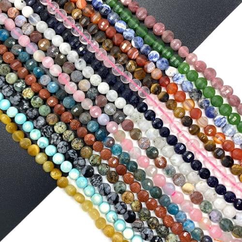 Oblate Natural Stone Beads 6mm Amethyst Agate Loose Beads DIY Handmade Fashion Jewelry Wholesale Necklace Jewelry Accessories