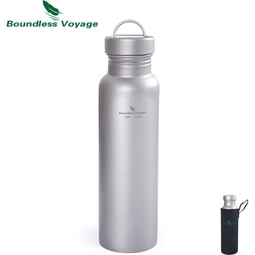 Boundless Voyage Outdoor Camping Cycling Hiking Titanium Sports Bottle Water Bottle with Titanium Lid 28oz 800ml