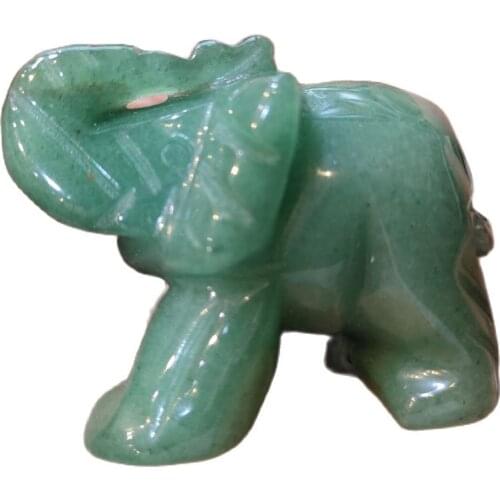 Lucky Elephant Fortune Green Aventurine Jade Stone Feng Shui Statue Figurine Office Ornament Chakra Healing Stones Statue Decor