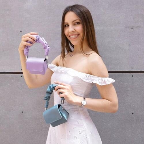 Women Casual Shoulder Bag Classic Texture Creative Delicate Design Chic Pure Pleated Handle Totes PU Mini Messenger Handbag