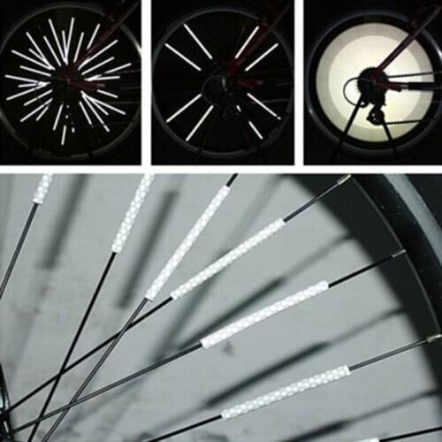 Safety Warning Light Tube 12 Pcs/Set White Reflective Bicycle Spokes Riding Rim Mounting Placement Bike Wheel Spoke Reflector