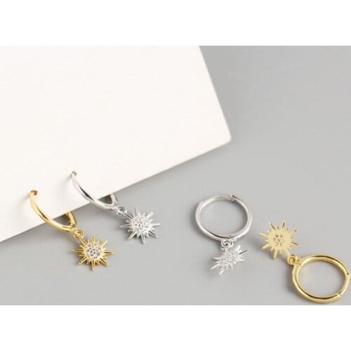 Cross-border light luxury S925 sterling silver INS minimalist geometric small sun diamond earrings earrings for women