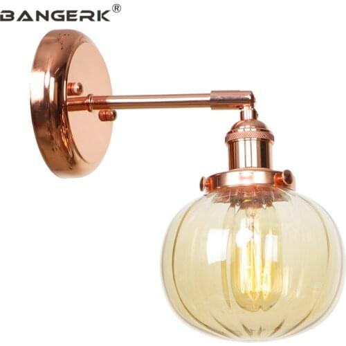 Rose Gold Vintage Loft Wall Light Iron Glass Sconce LED Edison Wall Lights E27 Switch Bedside Wall Lamp Home Decor Lighting