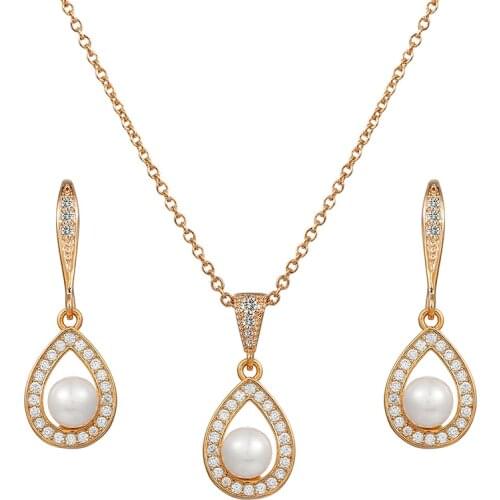 WEIMANJINGDIAN New Arrival Exquisite Cubic Zirconia CZ Crystal and Shell Pearl Bridal or Bridesmaids Jewelry Set