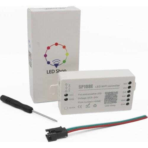 SP108E WS2812B WS2811 WS2801 LED WiFi Controller, iOS Android App Wireless Remote Control DC5V~24V SP108E for SK6812 SK6812-RGBW