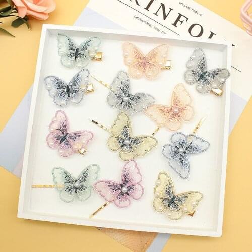 Bowknot Hairpin Female Pearl Duckbill Clip Childrens Cute Clip Set Traceless Hair Headdress Hair Band