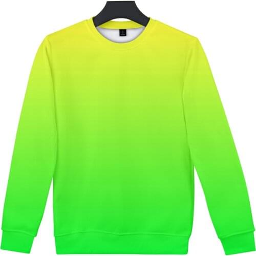 Green Sweatshirts 3D Hoodies Mens Sweatshirts Custom Colourful Gradient Capless Hoodie Men Solid Color Rainbow Men/Women Tops