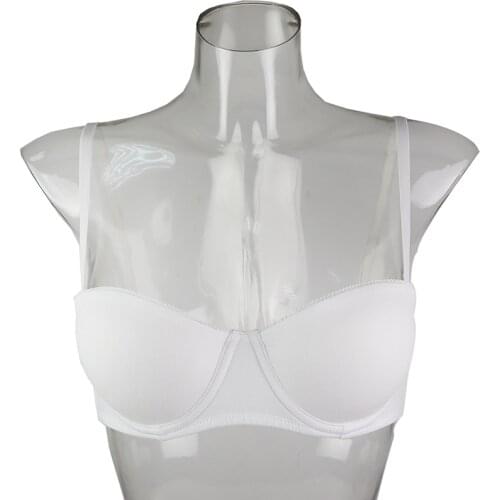 Womens Organic Cotton Lingerie Soft push up bra half cup Thin Padded underwear with Removable strap