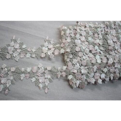 1 Meter Light Green Pink Diy Craft Vintage China Style Venise Lace Trim Water Soluble Embroidery Lace Trim for Wedding Bridal
