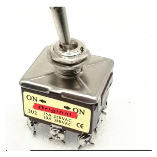 10PCS E-TEN 302 ON-ON 2 Position 9 Pins Toggle Switch 15A 250VAC Power Rocker Switch 12mm