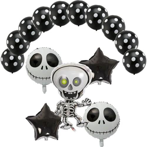 15pcs/set Halloween skeleton Foil Balloons star 2.8g latex Balloon Halloween party decorations kids toy Supplies globos