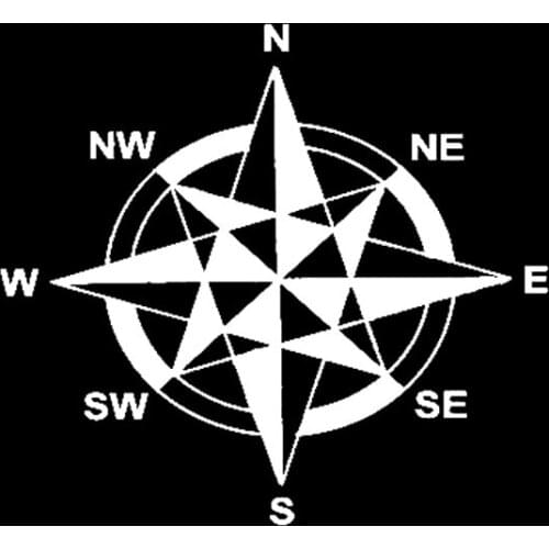 16.8CM*15.2CM Vinyl Car Sticker Decal Design Art Compass Navigation West East Black/Silver C10-01773