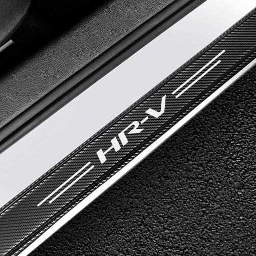 4PCS Car Door Sill Guard Sticker Film For Honda HR-V Auto Door Threshold Anti Scratch Carbon Fiber Scuff Pedal Cover Accessories
