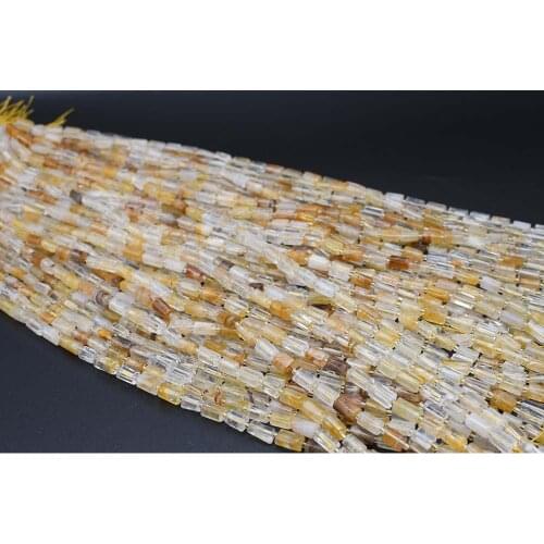 8x10mm AA Natural Faceted Yellow Hair Rutilated Quartz cylindrical Bead For DIY necklace bracelet jewelry make 15 "free delivery