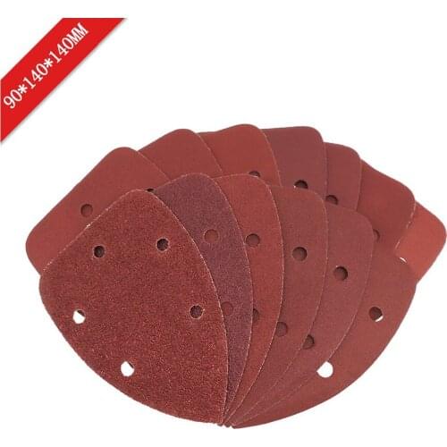 90x140x140mm 5 Hole Flocking Self-adhesive Sandpaper Triangle Hook Loop Sandpaper Disc Abrasive Tools For Polishing Grit 40-1000