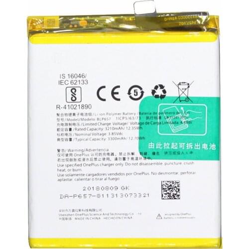 Ciszean 1x 3300mAh / 12.7Wh BLP657 Replacement Battery For OnePlus 6 One Plus 6 Batterie Bateria Batterij