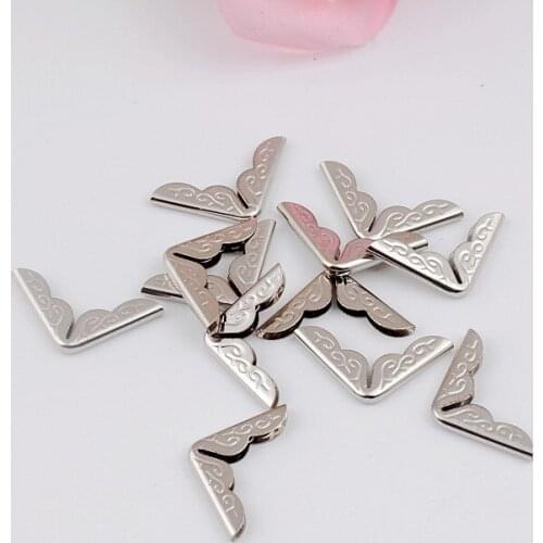 Free Shipping-100PCs Silver Tone Book Scrapbooking Albums Menus Folders Corner Protectors (Fits 2mm thick) 21X21mm J1322