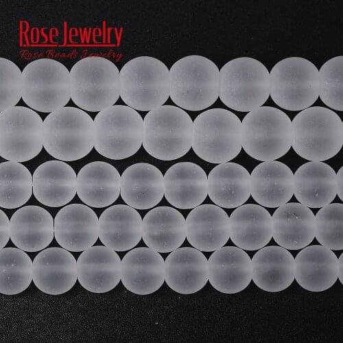 Free Shipping Dull Polish Matte White Glass Crystal Round Loose Beads For Jewelry Making 6/8/10/12 mm Bracelet Necklace