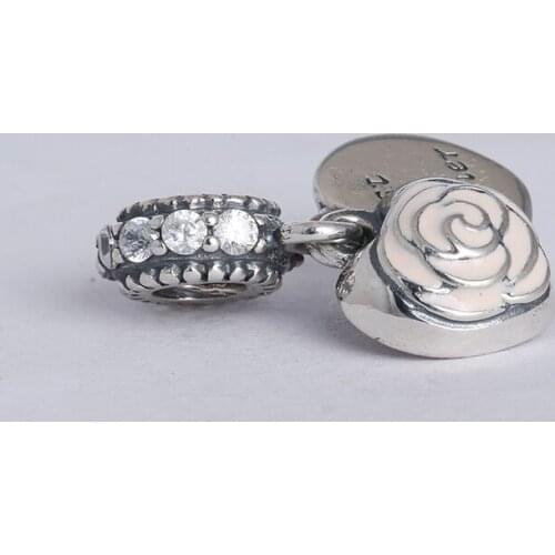 New first my mother heart dangle charms beads with cz & soft pink enamel 925 sterling silver Suitable for Pandora Charm Bracelet