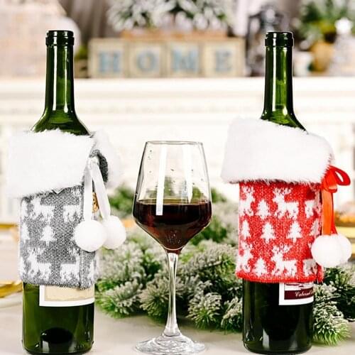 Wine Bottle Covers Dust-proof Christmas Flavor Protective Nordic Style Christmas Champagne Bottle Cover Bag Table Decorations