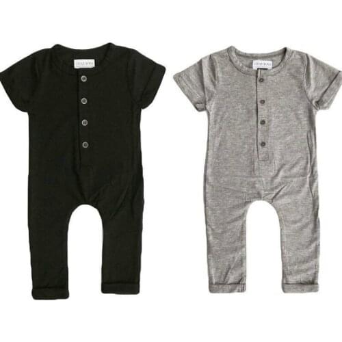 Pudcoco Infant Newborn Toddler Baby Boy Girl Clothes Summer Romper Playsuit Casual Short Sleeve Clothes Solid Outfits 0-24M