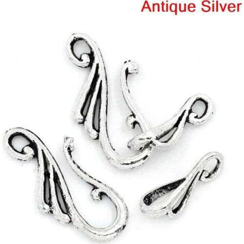 Doreen Box Lovely Toggle Clasps Hook Silver Color 25.5x12mm 16x8mm,50 Sets (B25384)