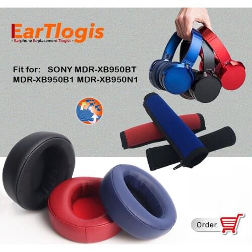 EarTlogis Replacement Ear pads & Headband for SONY MDR-XB950BT MDR-XB950B1 MDR-XB950N1 Headset Bumper Earmuff Cover Cushion