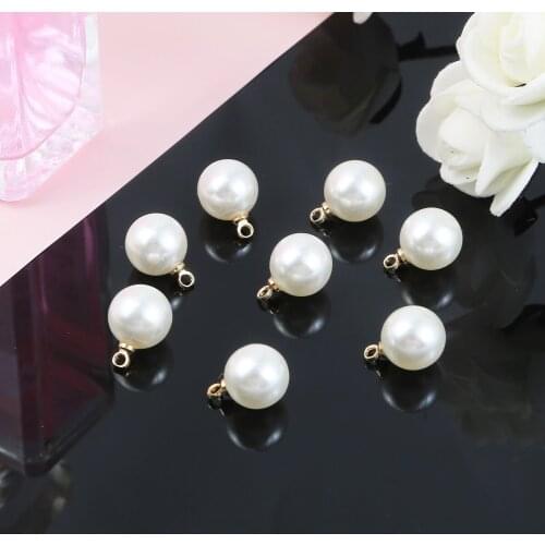 Electroplating White K+White/Gold+Ivory Pearl Charm 10pcs Diameter 6/8/10mm For DIY Earrings Bracelets Necklaces Jewelry Crafts